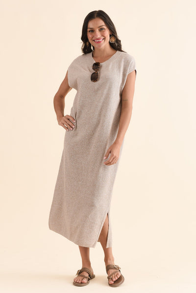 Garrick Beige Cotton Tie Dress