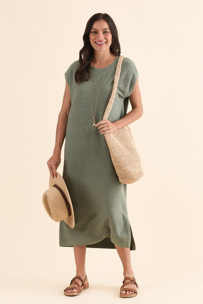 Garrick Green Cotton Tie Dress