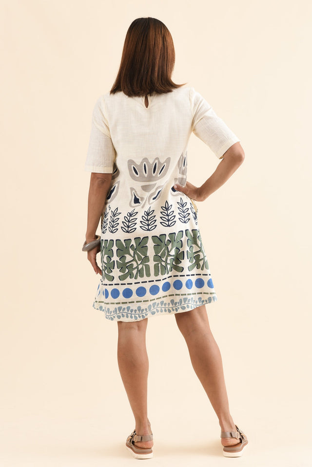 Gayle White Motif Cotton Pocket Dress,Back,Brunette model,alt text|model:Cara image 4