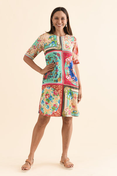 Gerbera Green Mosaic Pocket Dress