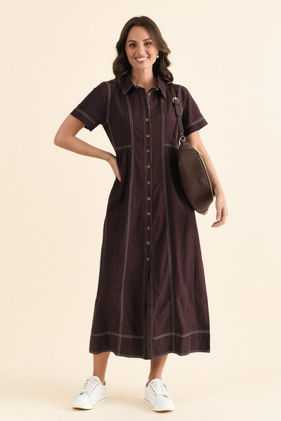 Gertrude Chocolate Contrast Pocket Dress