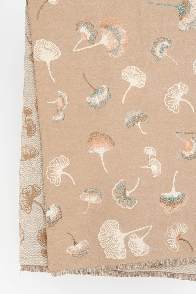 Ginko Beige Flower Scarf image 3