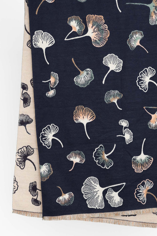 Ginko Navy Flower Scarf image 4