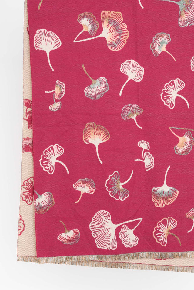 Ginko Pink Flower Scarf