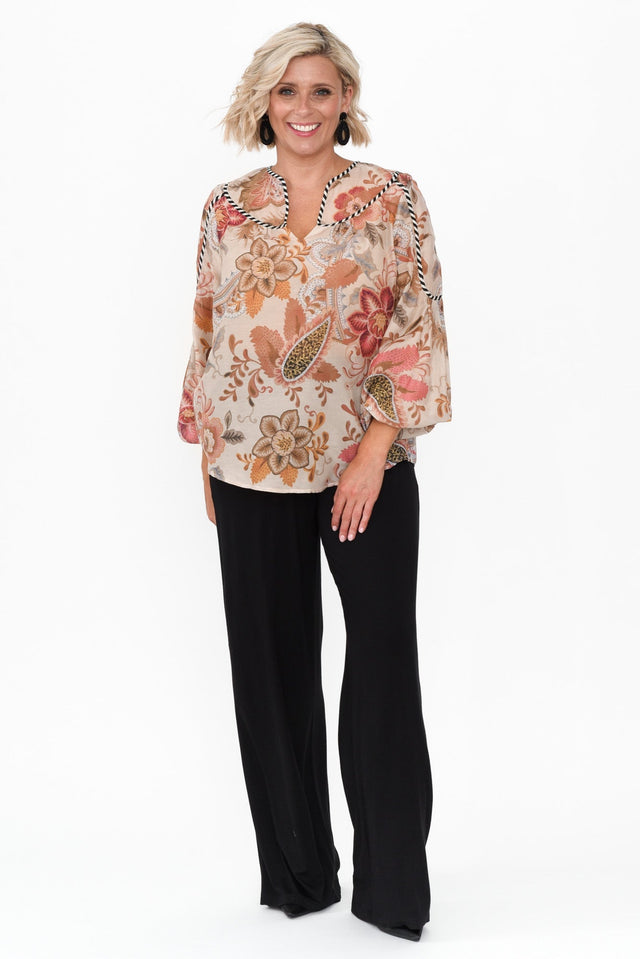 Altair Aries Floral Cotton Silk Shirt,alt text|model:Brooke image 2