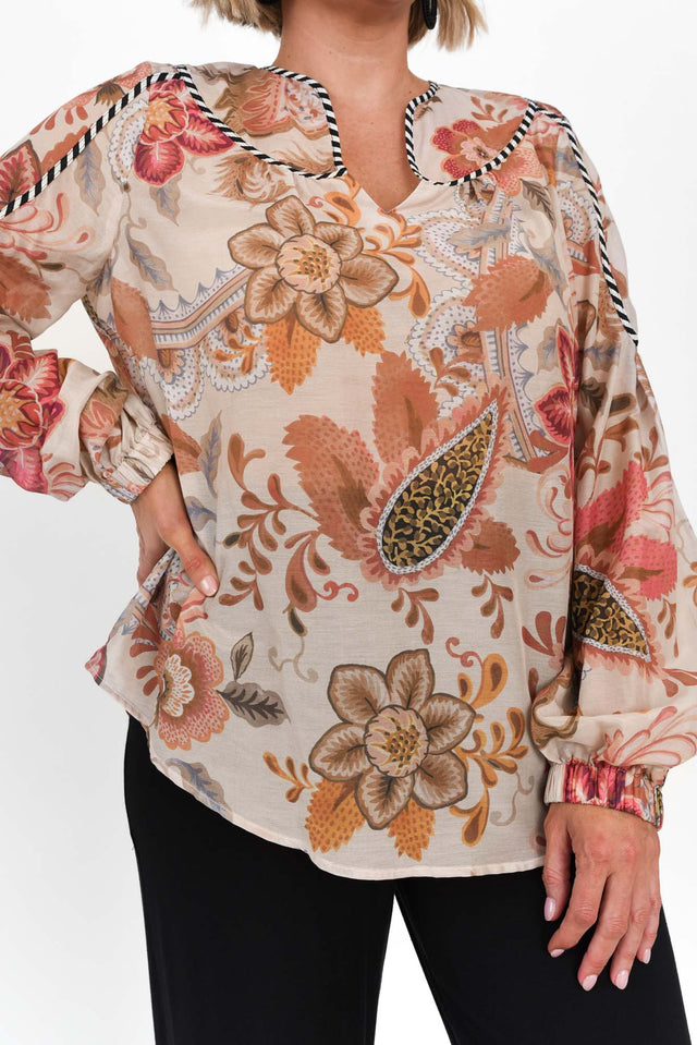 Altair Aries Floral Cotton Silk Shirt,alt text|model:Brooke image 5