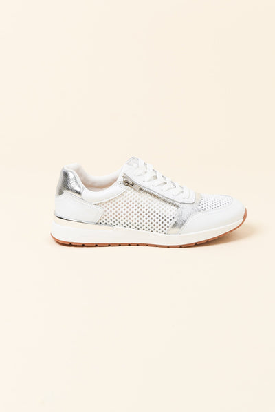 Glebe White Mesh Leather Zip Sneaker