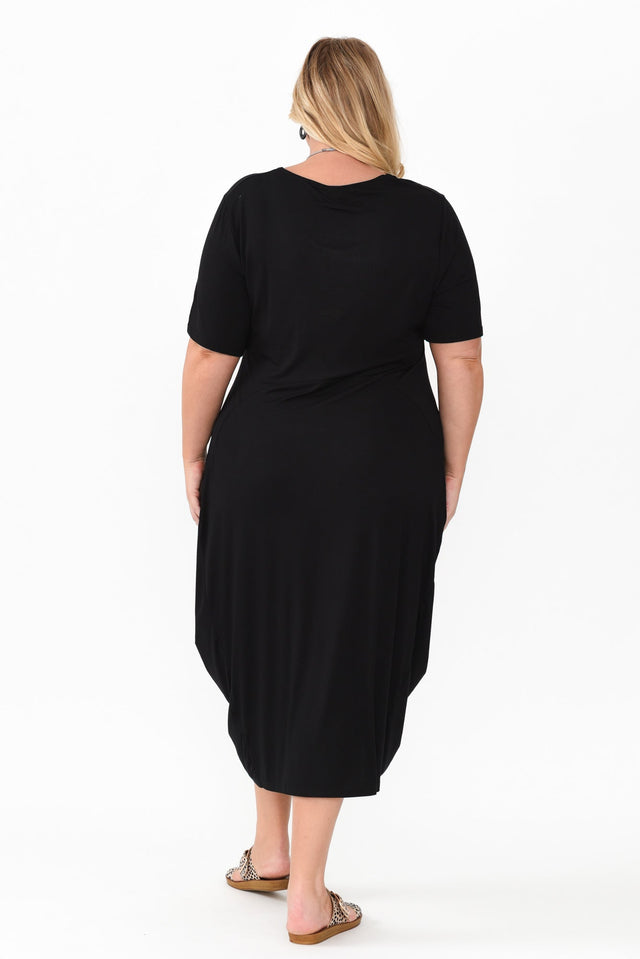 Glenda Black Short Sleeve Crescent Dress,Blonde model,alt text|model:Caitlin image 11