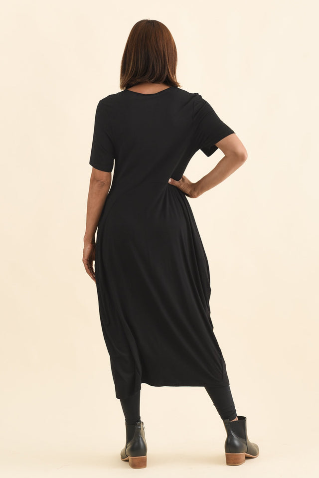 Glenda Black Short Sleeve Crescent Dress image 5