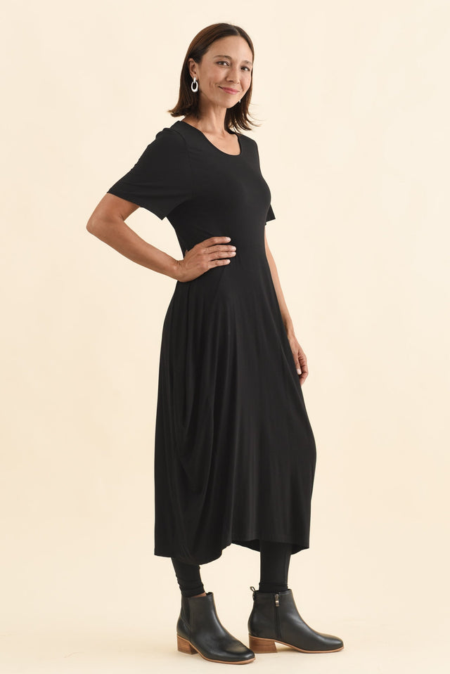 Glenda Black Short Sleeve Crescent Dress image 4
