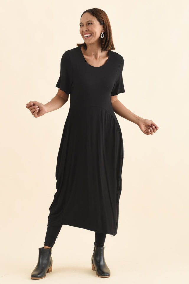Glenda Black Short Sleeve Crescent Dress image 7