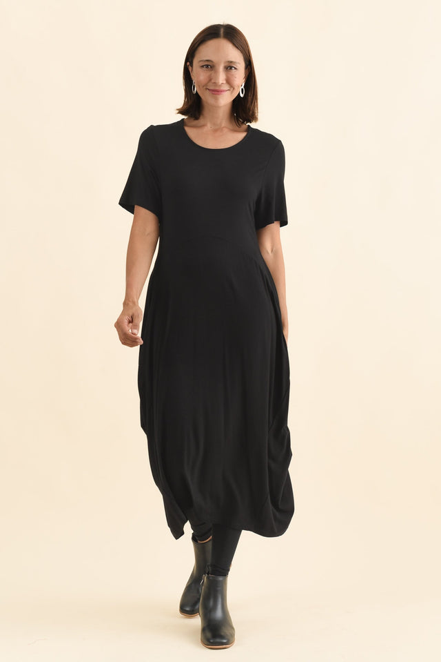 Glenda Black Short Sleeve Crescent Dress image 3