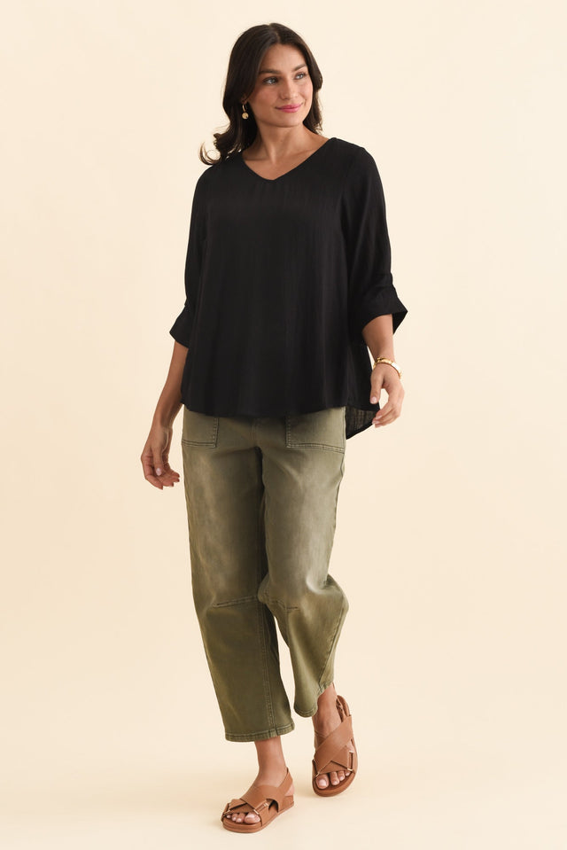 Gomez Black Button Top,Brunette model,alt text|model:Brontie image 8