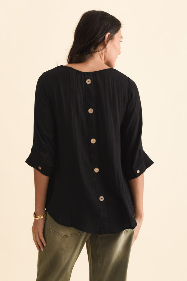 Gomez Black Button Top,Brunette model,alt text|model:Brontie image 6