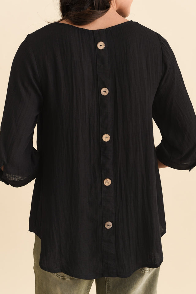 Gomez Black Button Top,Brunette model,alt text|model:Brontie image 7