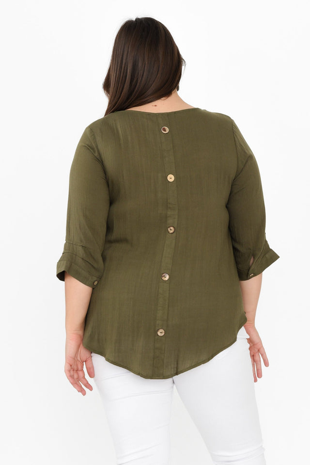 Gomez Khaki Button Top,Brunette model,alt text|model:Gabby image 11
