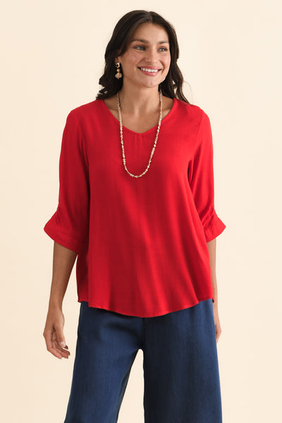 Gomez Red Button Top