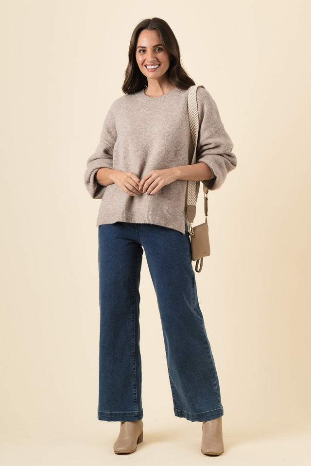 Grady Beige Knit Jumper,Brunette model,alt text|model:MJ