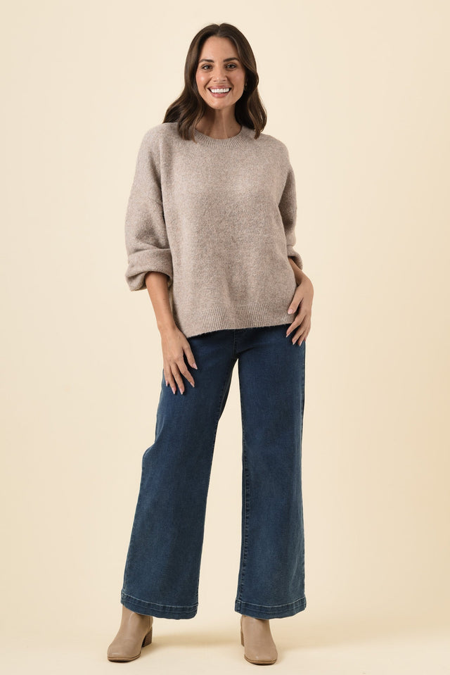 Grady Beige Knit Jumper,Brunette model,alt text|model:MJ image 7