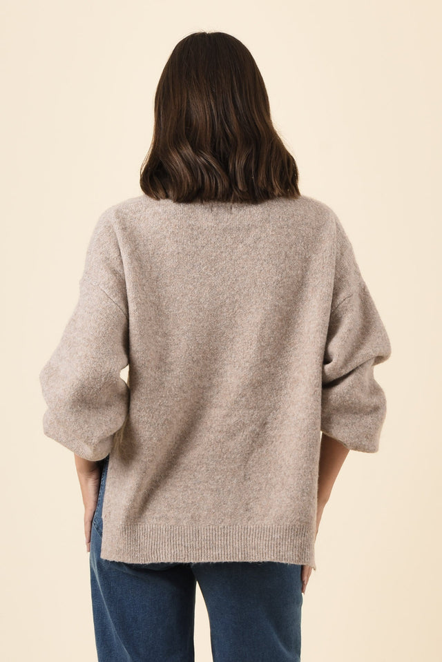 Grady Beige Knit Jumper,Brunette model,alt text|model:MJ image 5