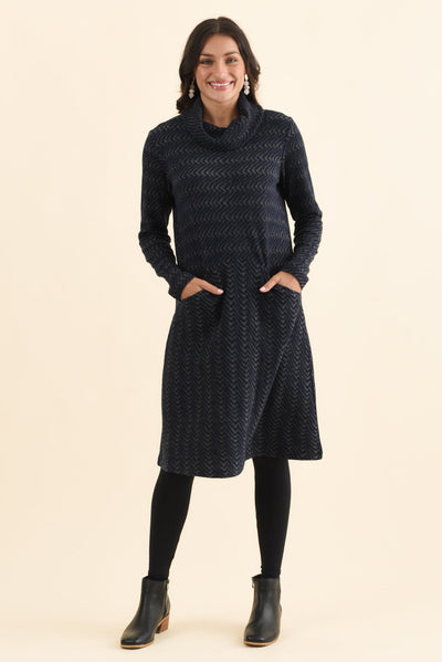 Grenadine Navy Cotton Knit Dress