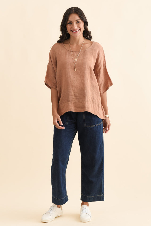 Gretal Dark Denim Cropped Pants,Brunette model,alt text|model:Brontie image 8