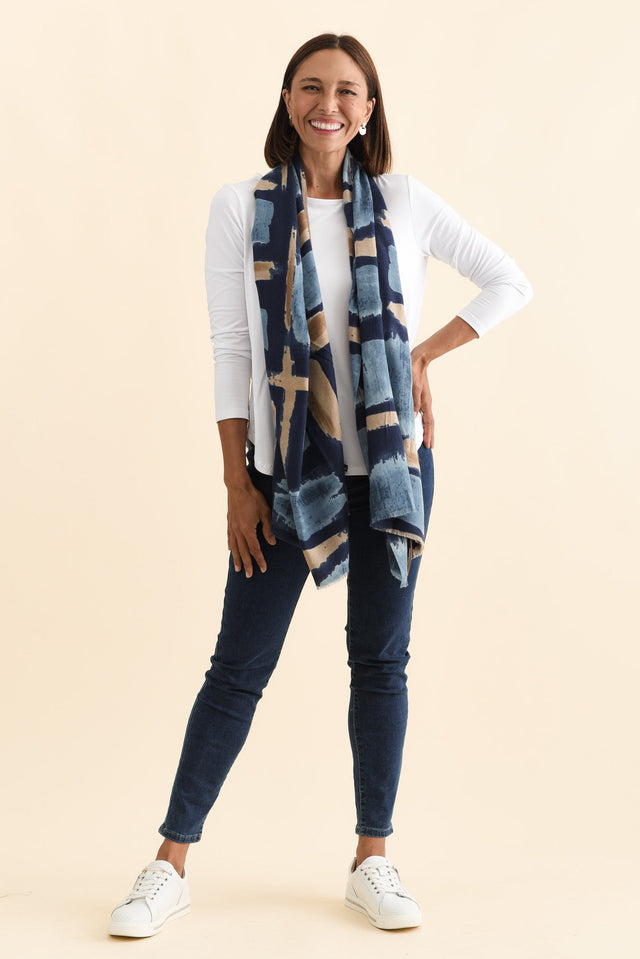 Gutha Blue Abstract Scarf image 2