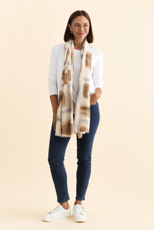 Gutha Cream Abstract Scarf image 2