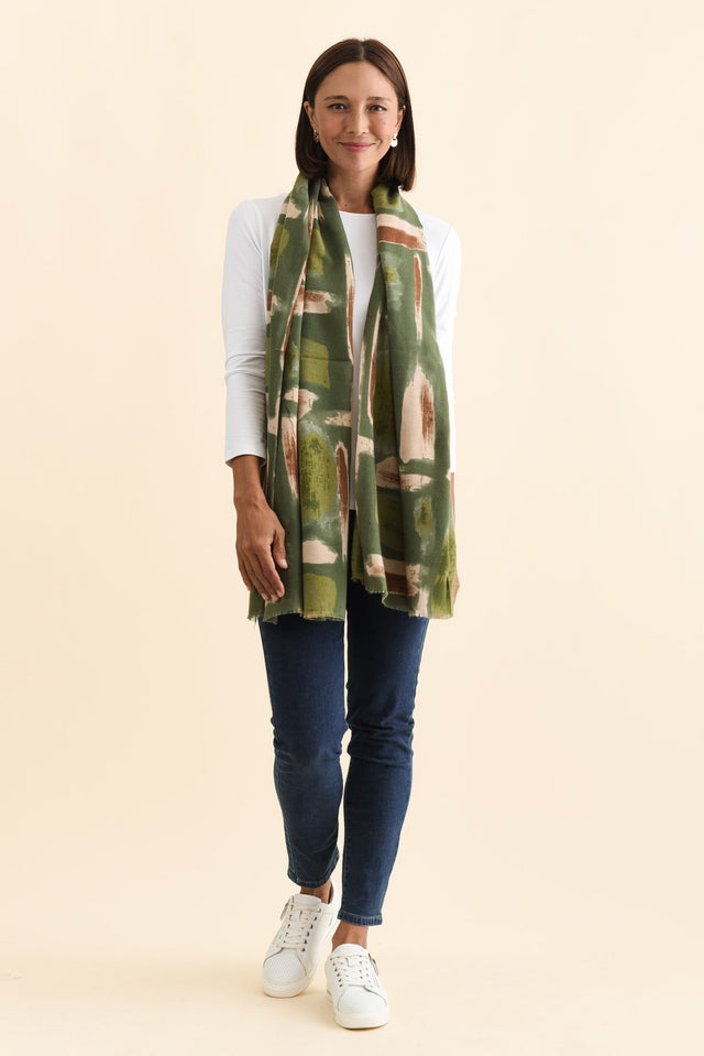 Gutha Green Abstract Scarf image 3
