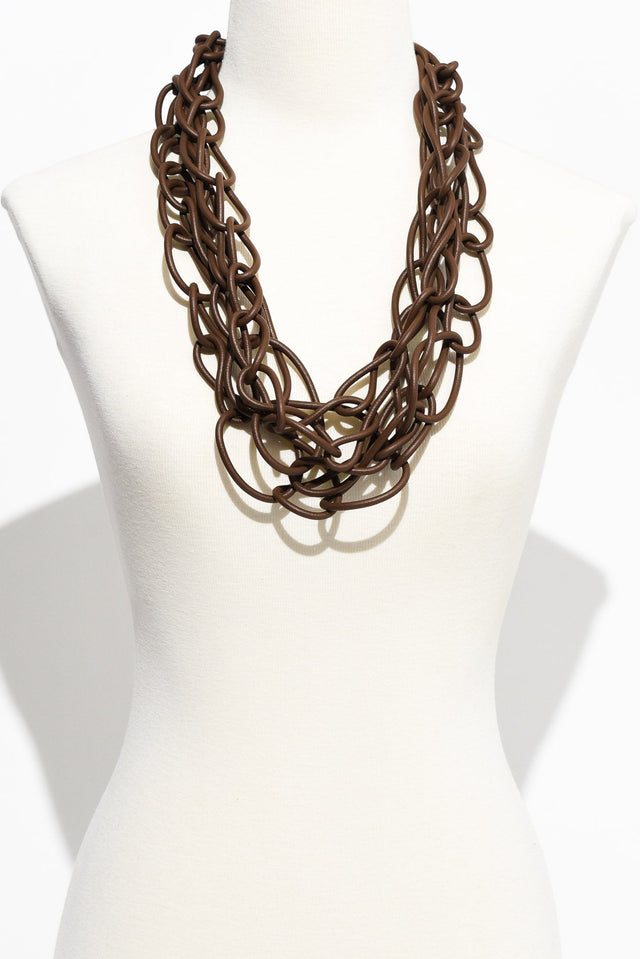 Haisley Brown Rubber Link Necklace