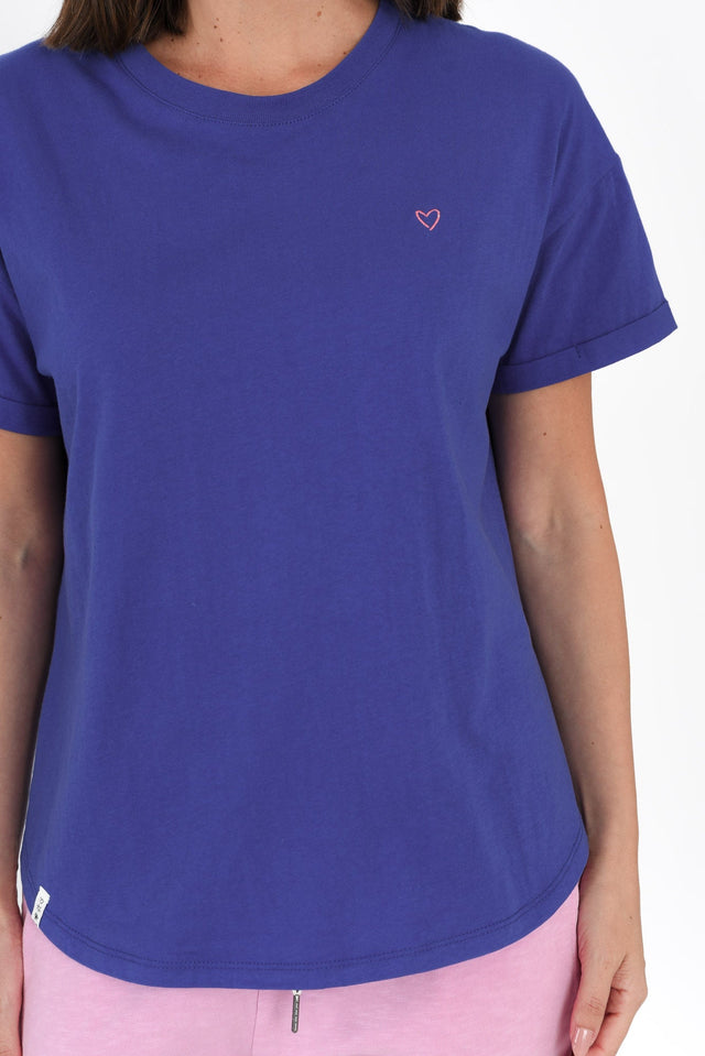 Halli Blue Cotton Tee,Brunette model,alt text|model:MJ image 6