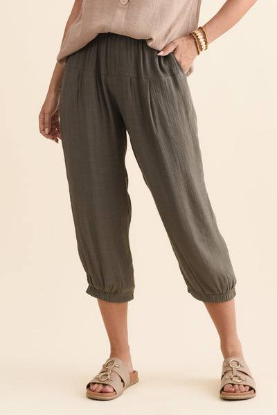 Harden Khaki Cotton Blend Pants