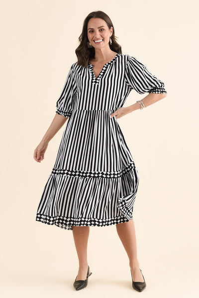 Harlequin Black Stripe Pocket Dress
