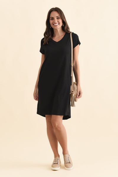 Harley Black Cotton Tee Dress