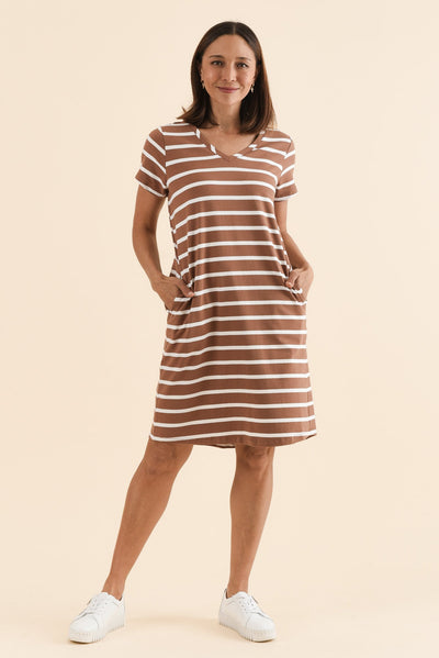 Harley Chocolate Stripe Cotton Tee Dress