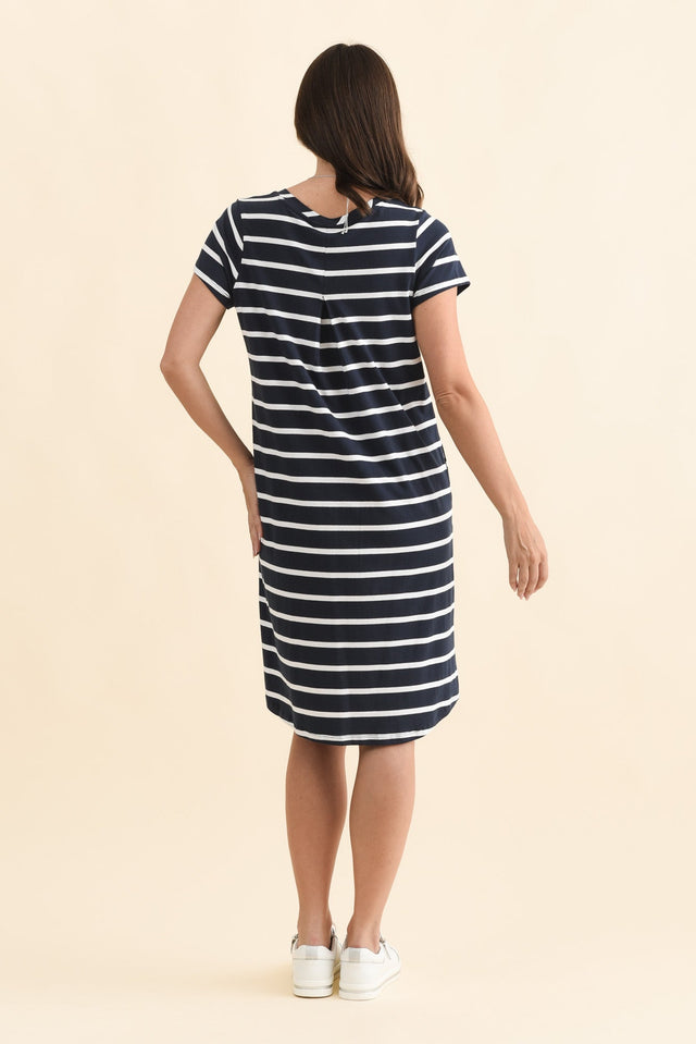 Harley Navy Stripe Cotton Tee Dress,Brunette model,alt text|model:MJ image 5