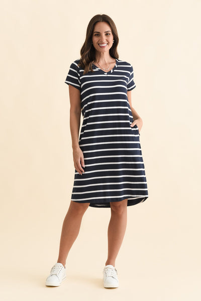 Harley Navy Stripe Cotton Tee Dress