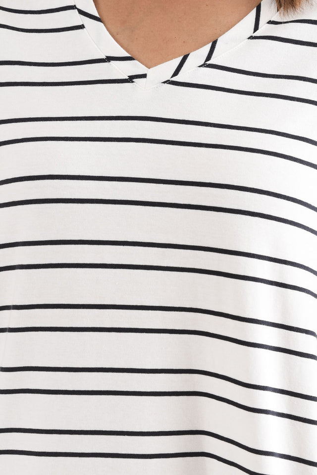 Harley White Stripe Cotton Tee Dress,Detail,Brunette model,alt text|model:Cara image 5