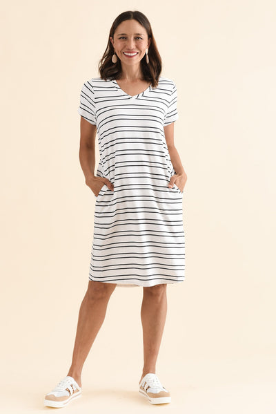 Harley White Stripe Cotton Tee Dress