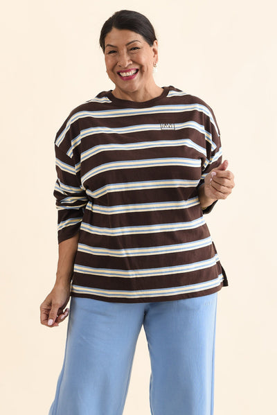 Harper Chocolate Stripe Long Sleeve Tee