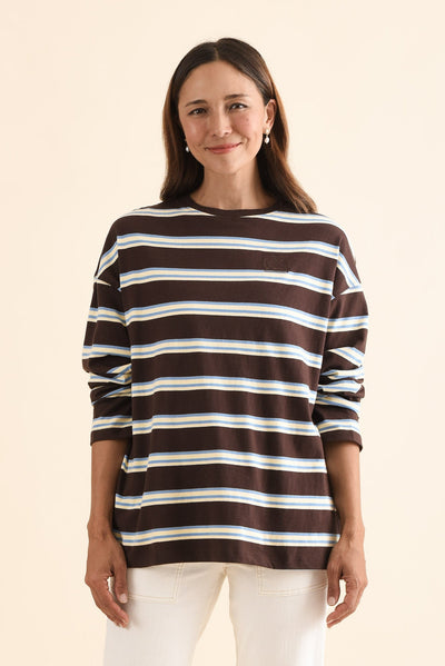 Harper Chocolate Stripe Long Sleeve Tee