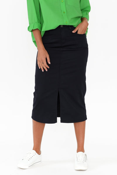 Harriet Navy Denim Midi Skirt