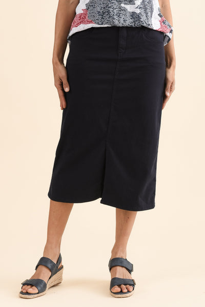 Harriet Navy Denim Midi Skirt