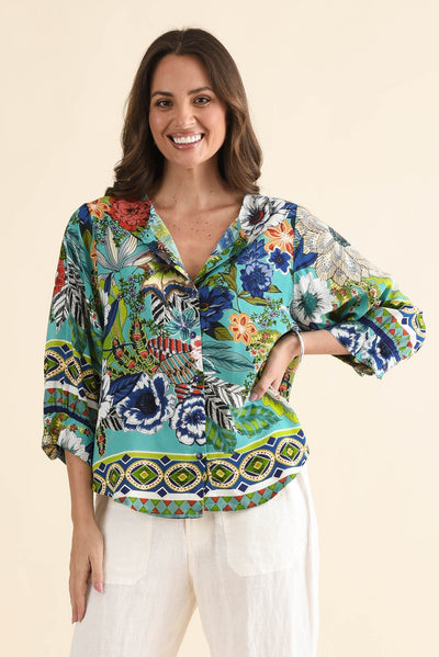 Hastings Green Floral Top
