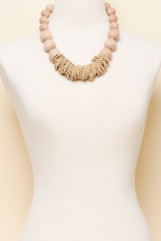 Hayden Natural Wooden Beaded Necklace