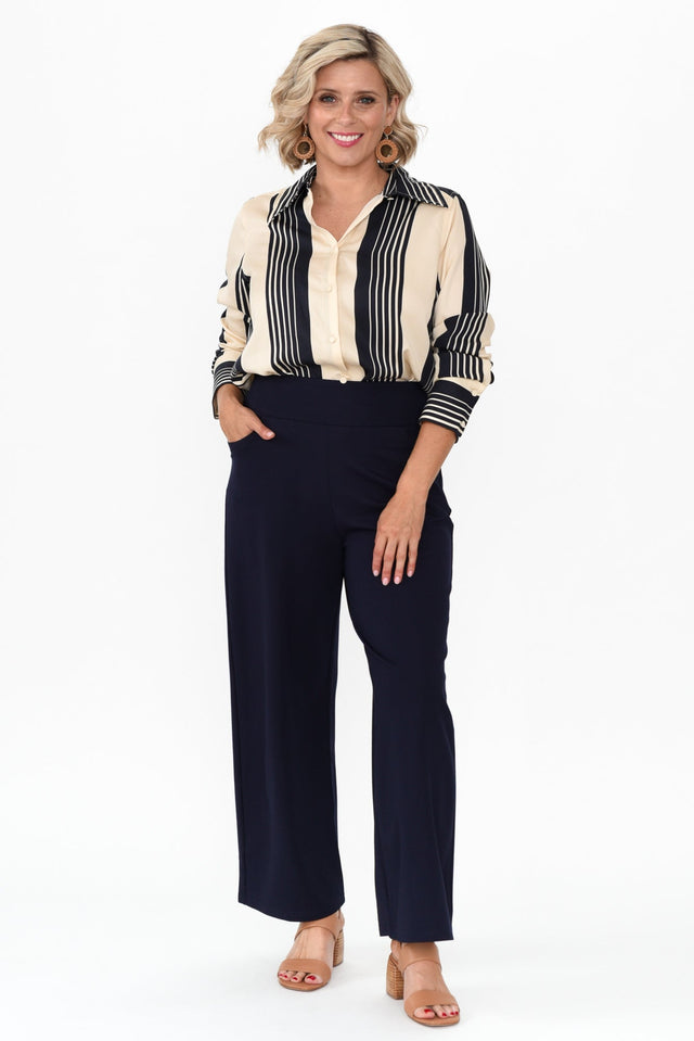 Heartstopper Navy Stripe Lyocell Shirt,alt text|model:Brooke image 7