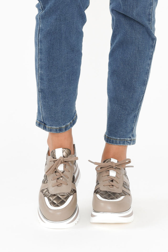 Helena Grey Leather Platform Sneaker image 7