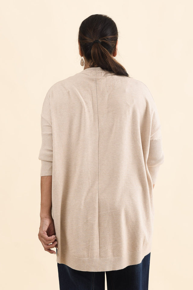 Helsinki Beige Knit Pocket Jumper,Brunette model,alt text|model:Pilita image 12
