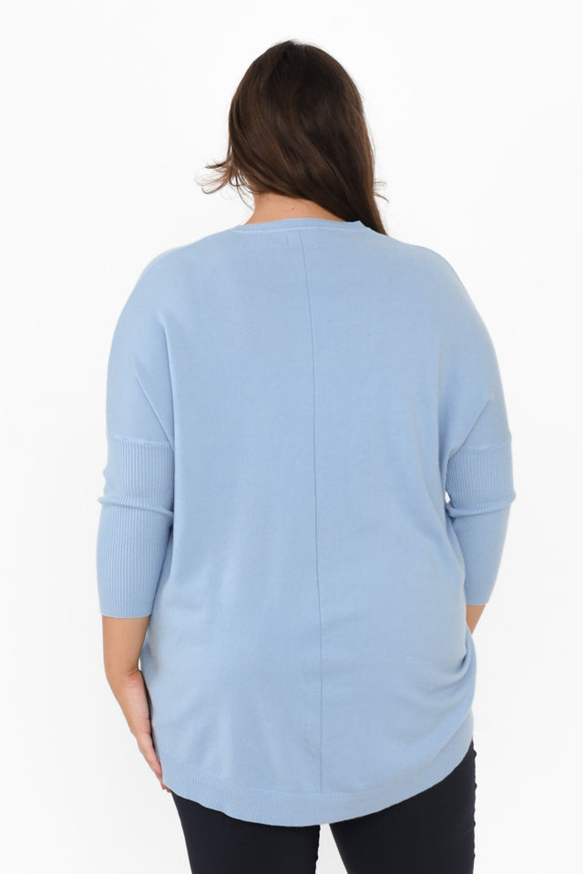 Helsinki Blue Knit Pocket Jumper,Brunette model,alt text|model:Gabby image 11