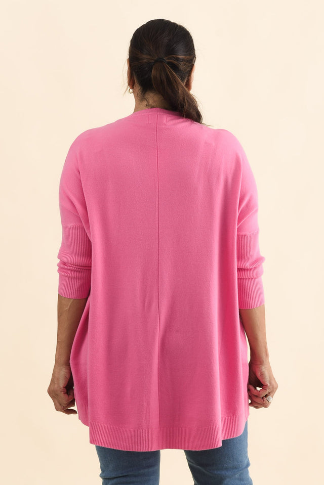 Helsinki Hot Pink Knit Pocket Jumper,Brunette model,alt text|model:Pilita image 12
